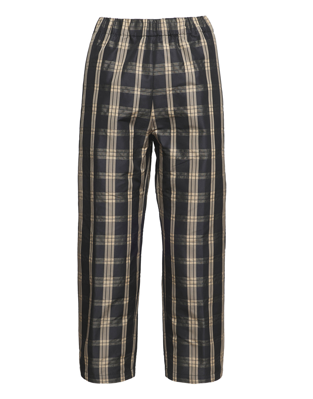 Pantaloni Japan in Taffetà Madras Madras Nero/Sabbia