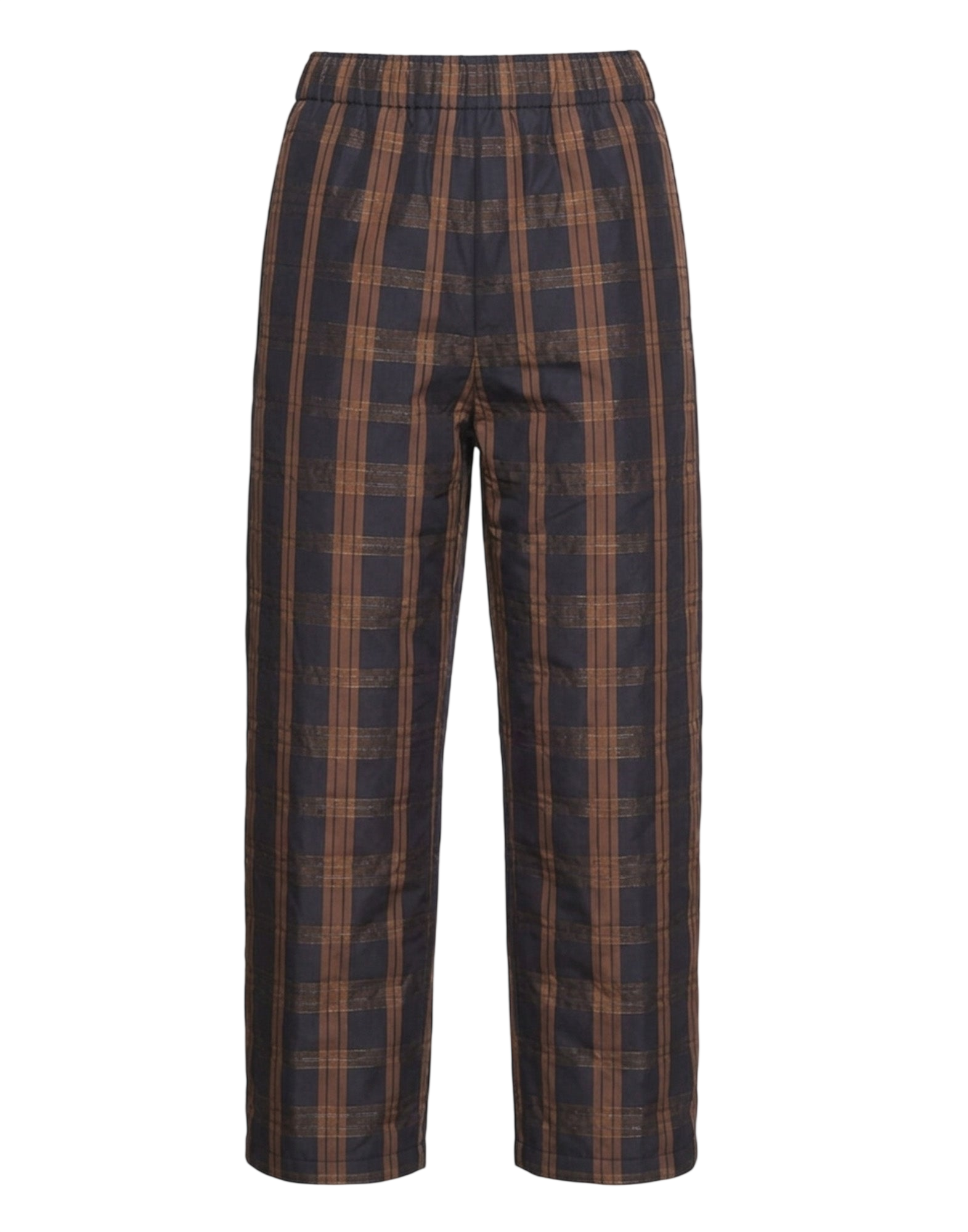 Pantaloni Japan in Taffetà Madras Madras Nero/Gianduia