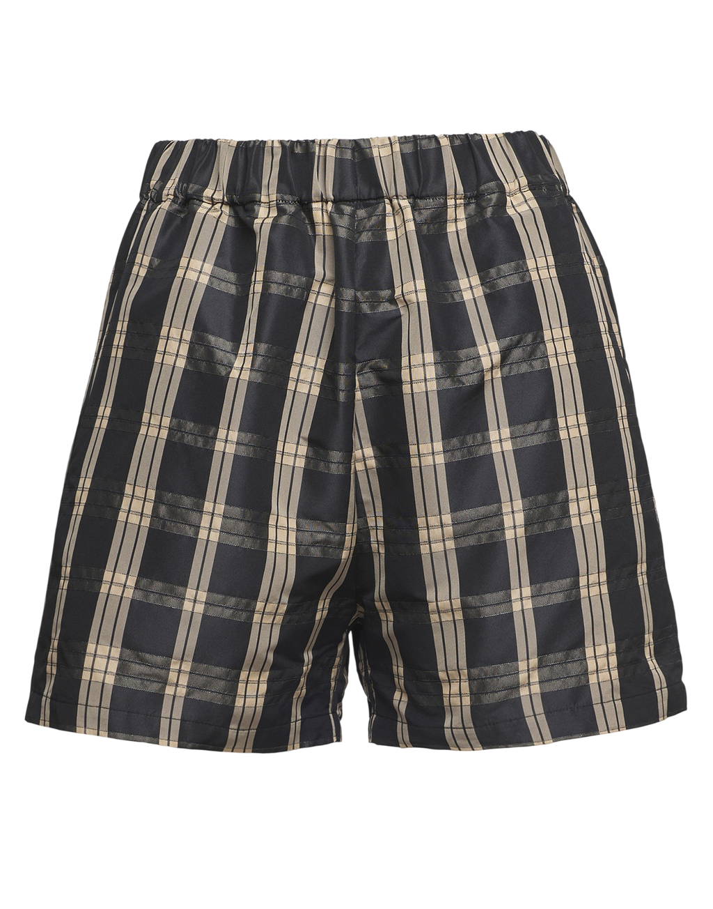 Shorts en taffetas Madras Noir/Sable