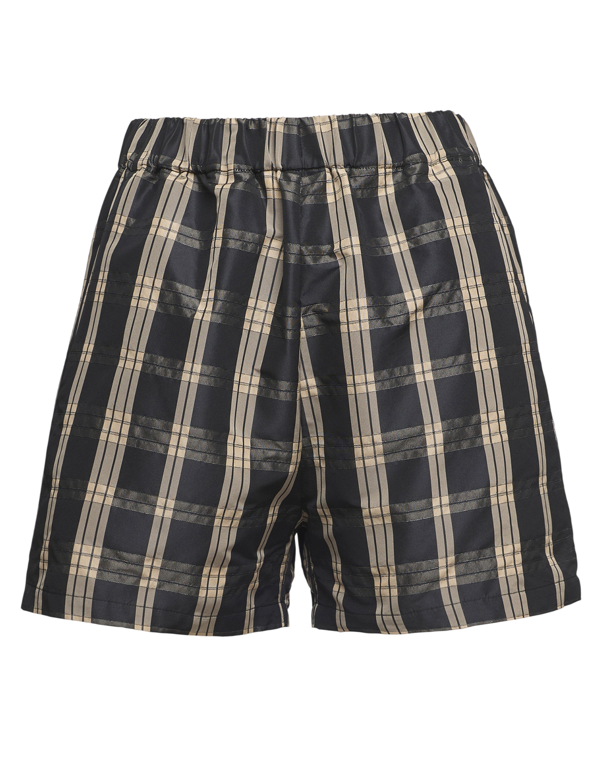 Shorts en taffetas Madras Noir/Sable