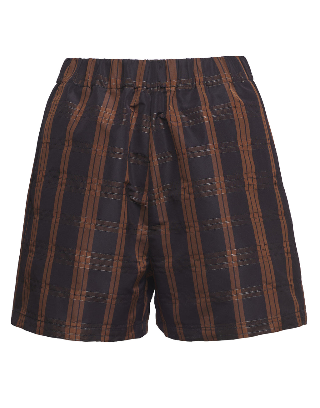 Shorts in Taffetà Madras Nero/Gianduia