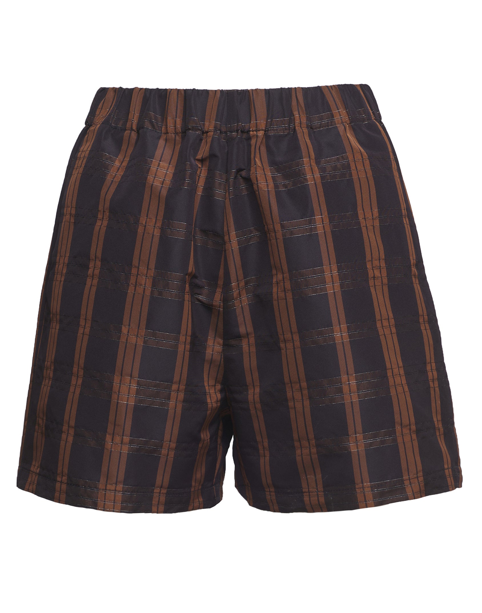 Shorts in Taffetà Madras Nero/Gianduia
