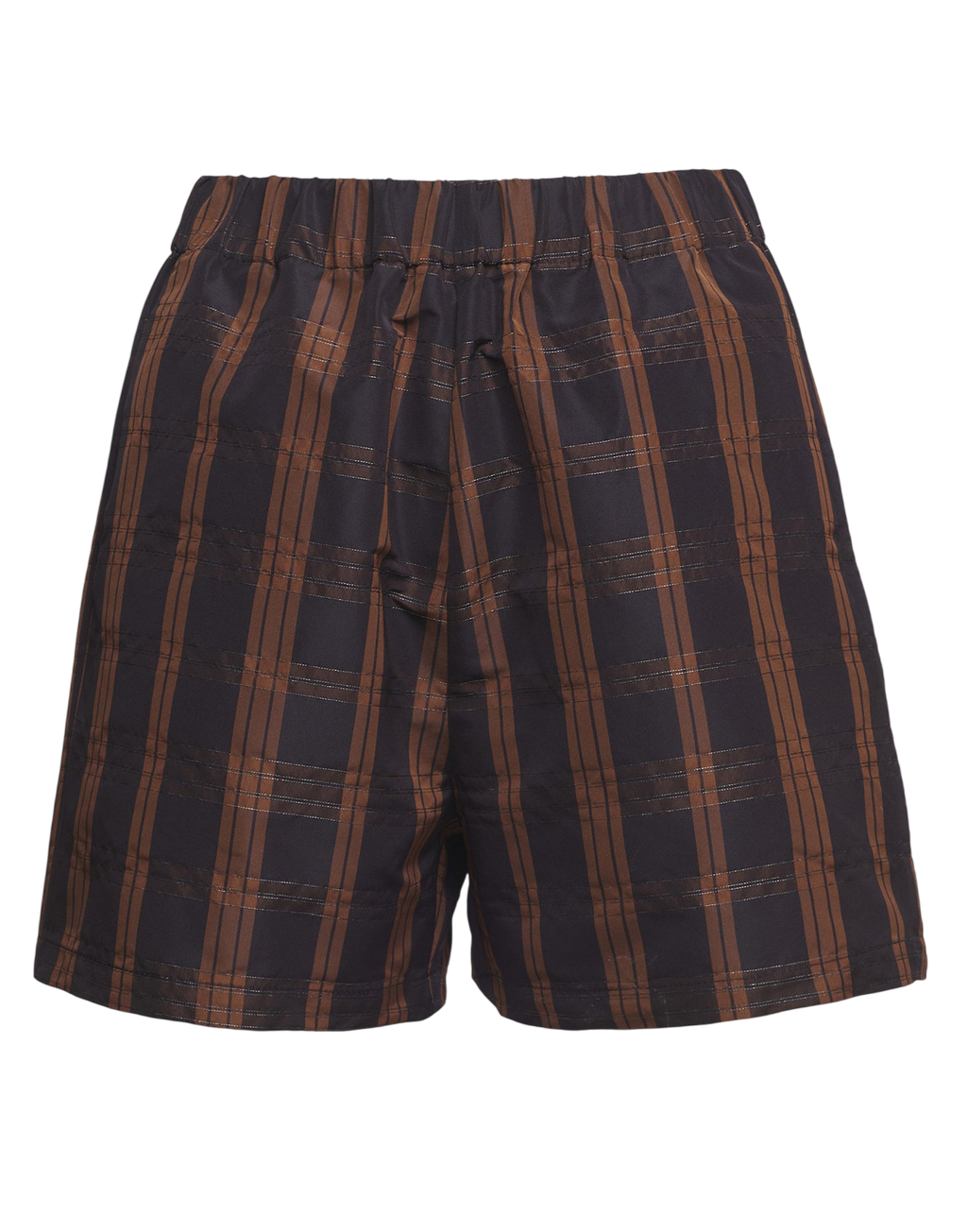 Black/Gianduia Madras Taffeta Shorts