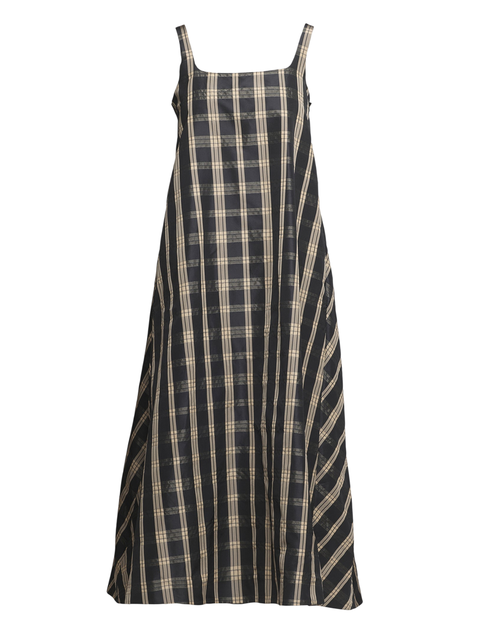 Black/Sand Madras Taffeta Maxi Dress