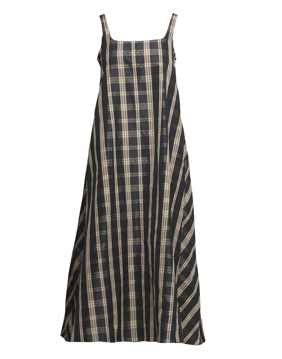 Black/Sand Madras Taffeta Maxi Dress