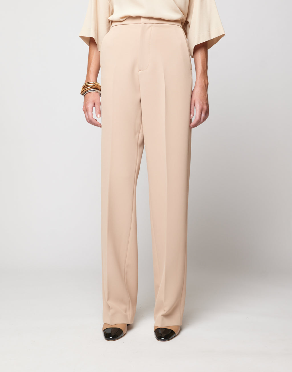 Pantaloni Dritti in Crepe Sablè Comfort Cialda