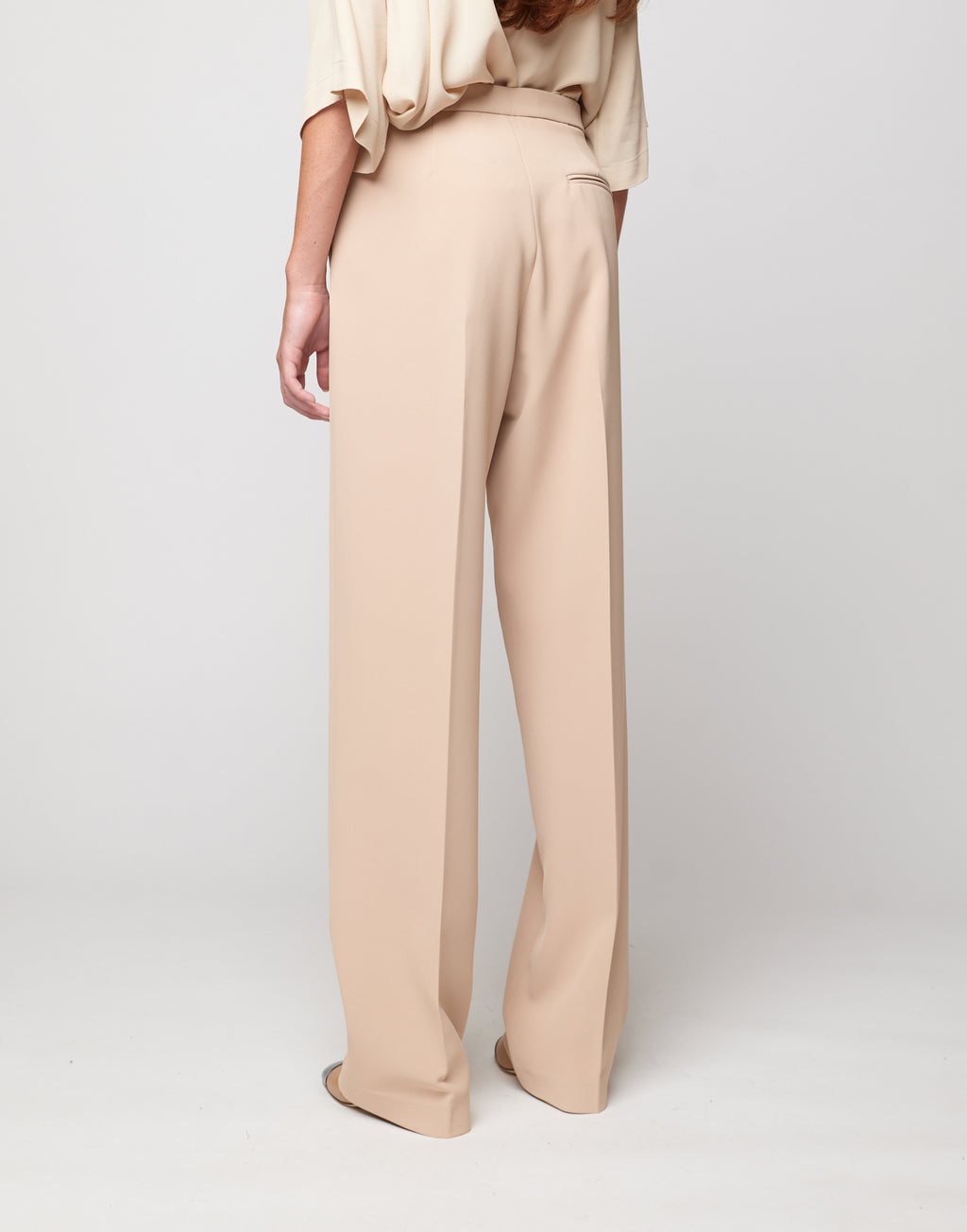 Pantaloni Dritti in Crepe Sablè Comfort Cialda