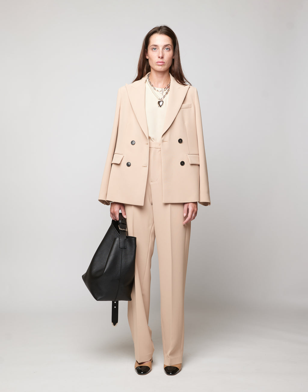 Pantaloni Dritti in Crepe Sablè Comfort Cialda