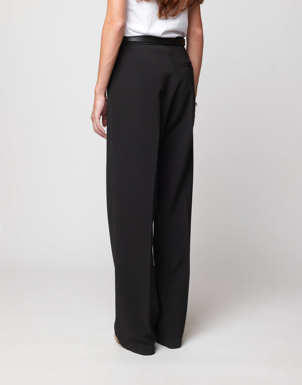 Pantaloni Dritti in Crepe Sablè Comfort Neri