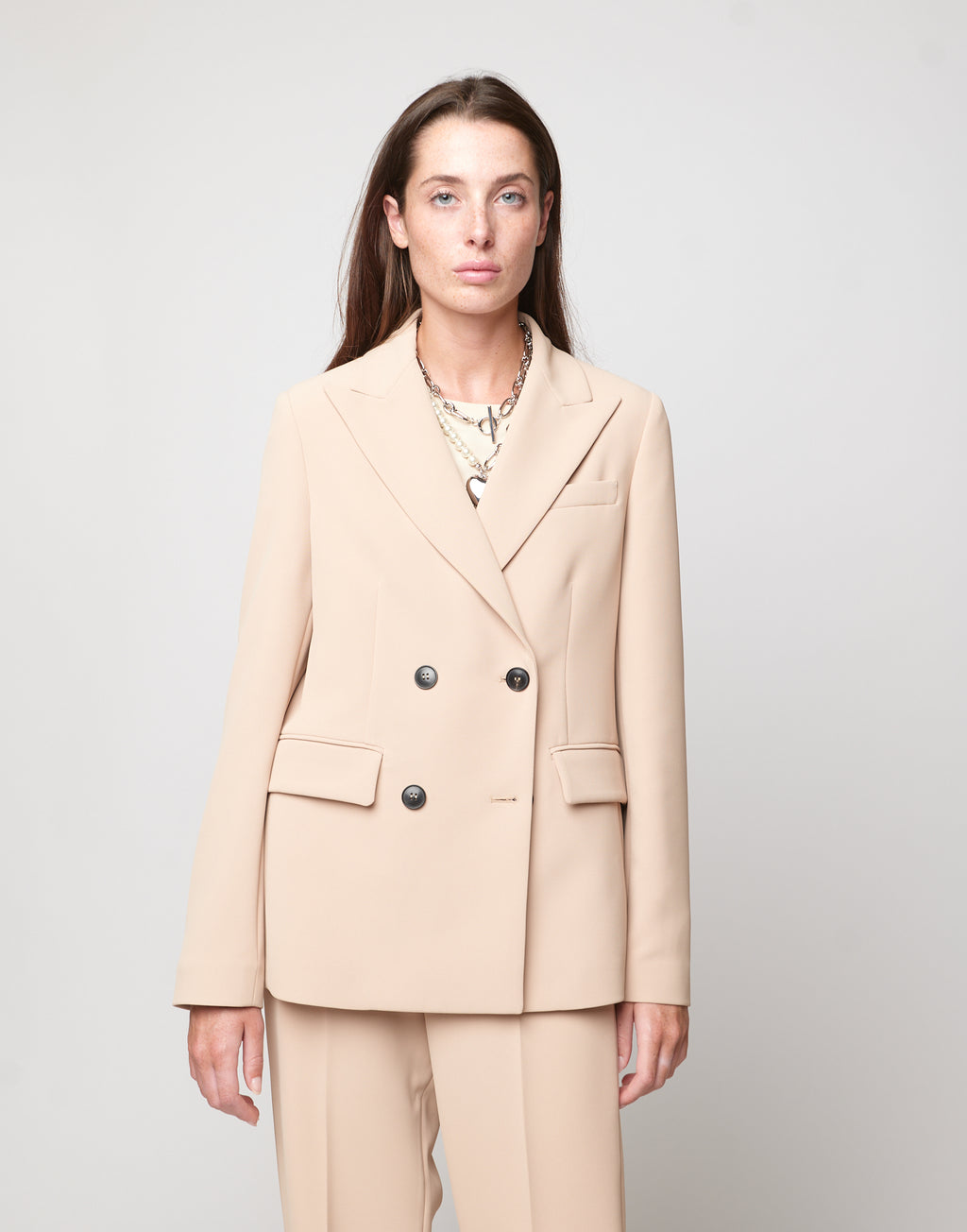 Giacca Doppio Petto in Crepe Sablè Comfort Cialda
