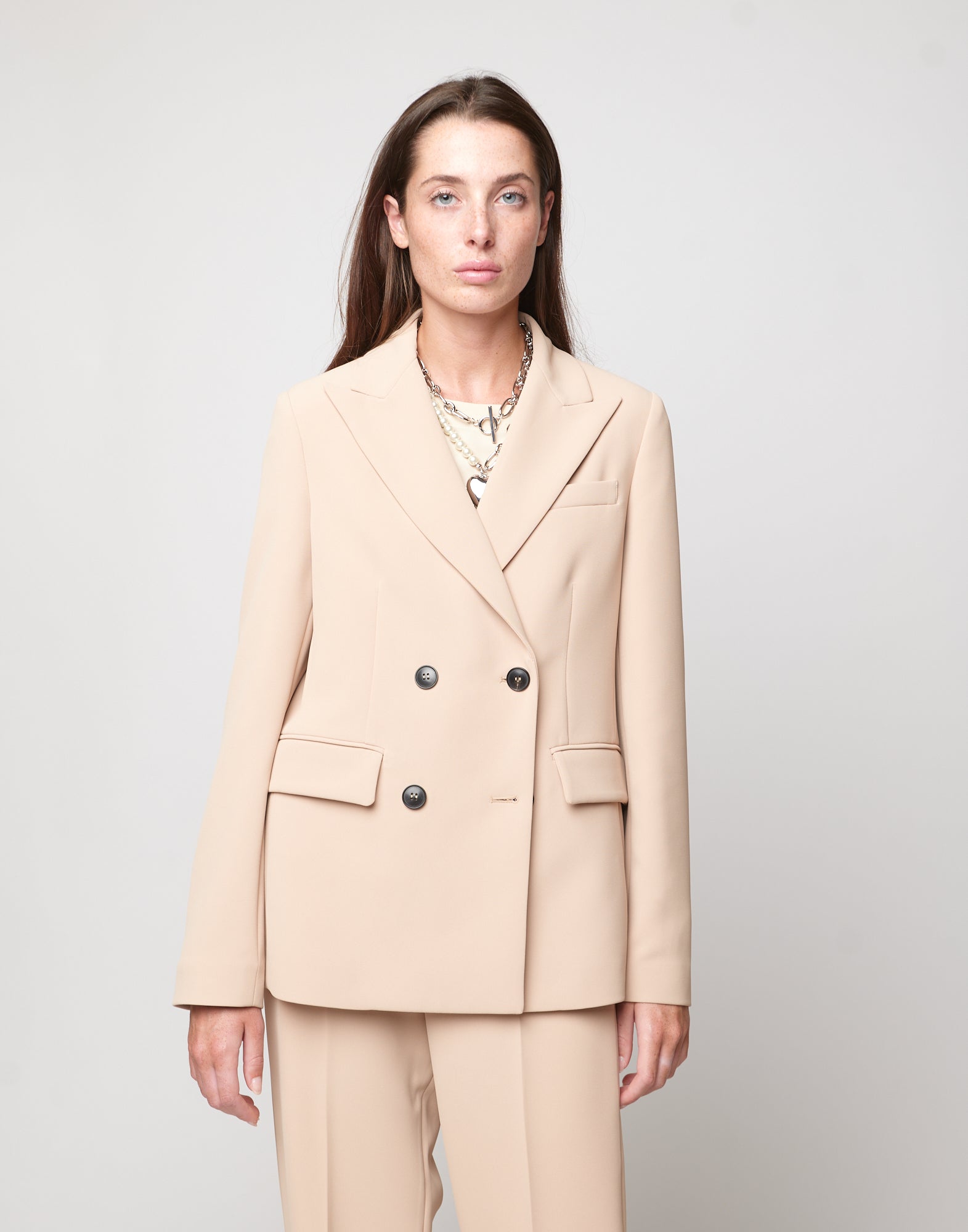 Giacca Doppio Petto in Crepe Sablè Comfort Cialda