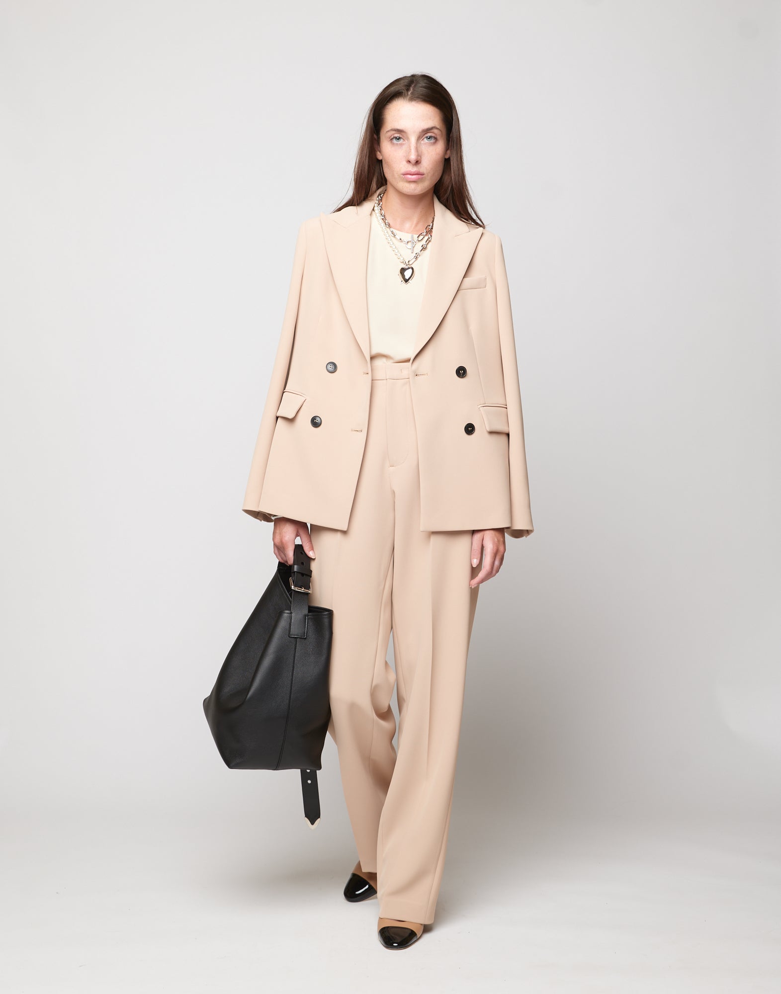 Giacca Doppio Petto in Crepe Sablè Comfort Cialda