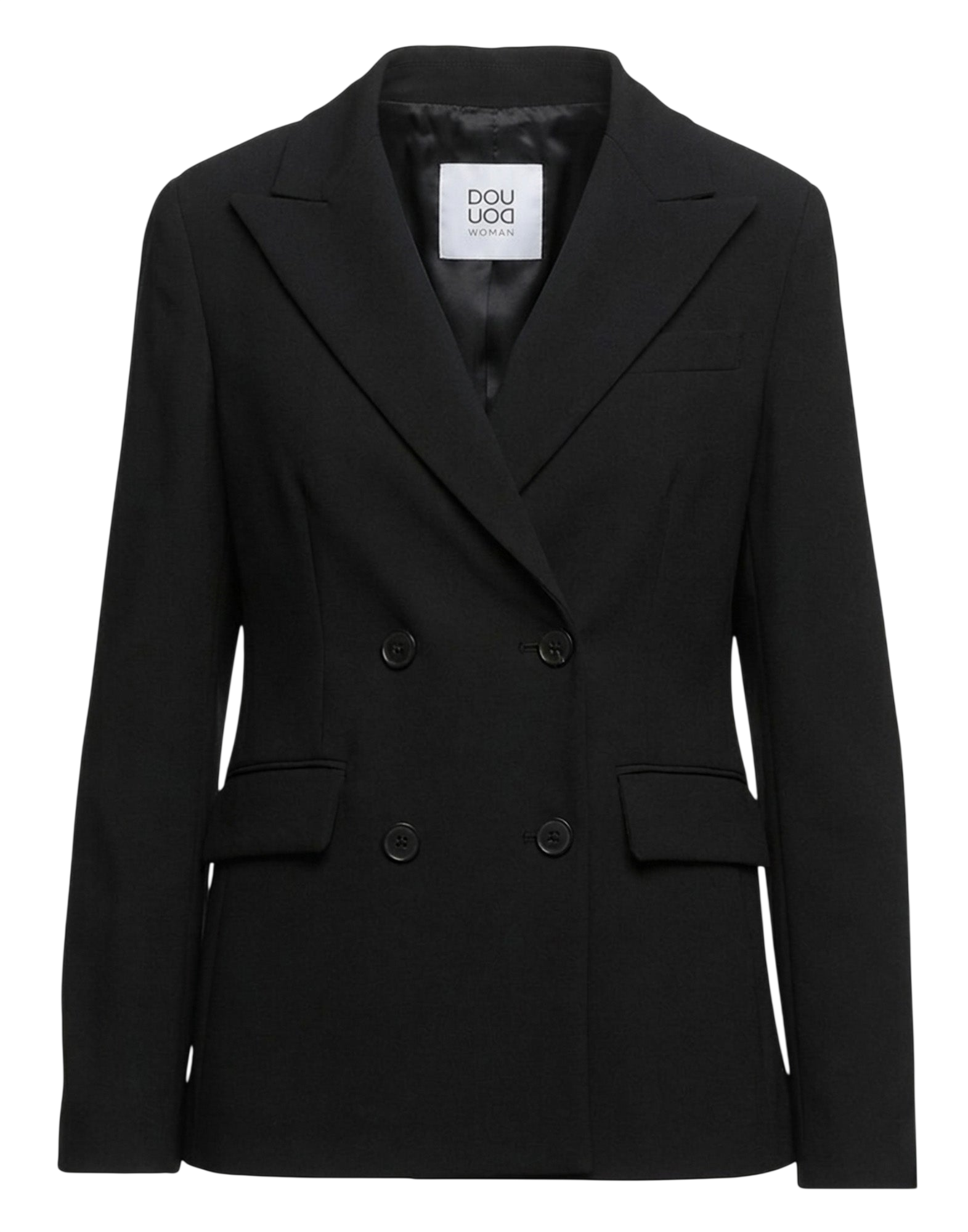 Giacca Doppio Petto in Crepe Sablè Comfort Nera