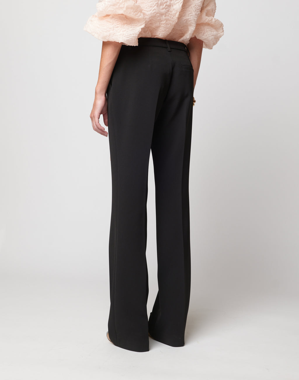 Pantaloni Flare in Crepe Sablè Comfort Neri