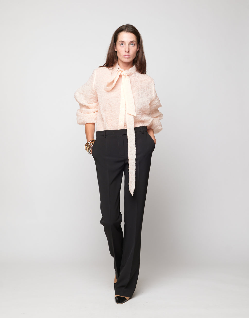 Pantaloni Flare in Crepe Sablè Comfort Neri