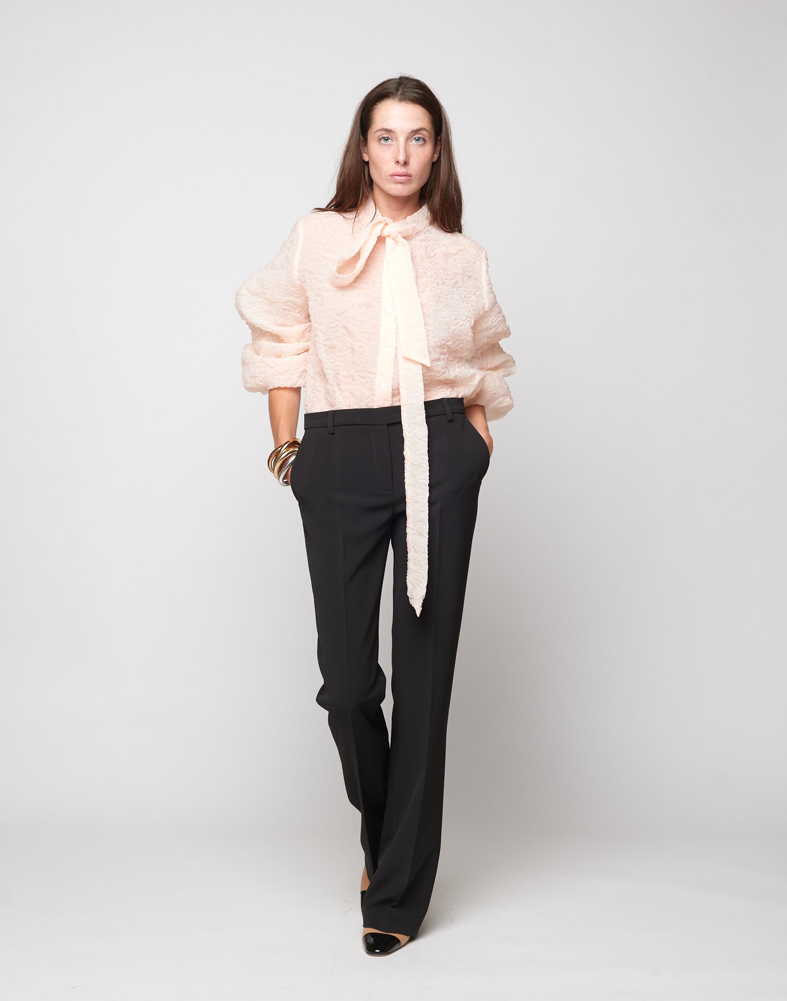 Pantaloni Flare in Crepe Sablè Comfort Neri