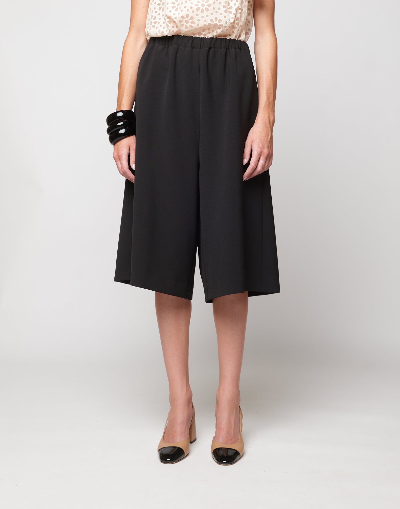 Gonna-Pantalone in Crepe Sablè Comfort Nera