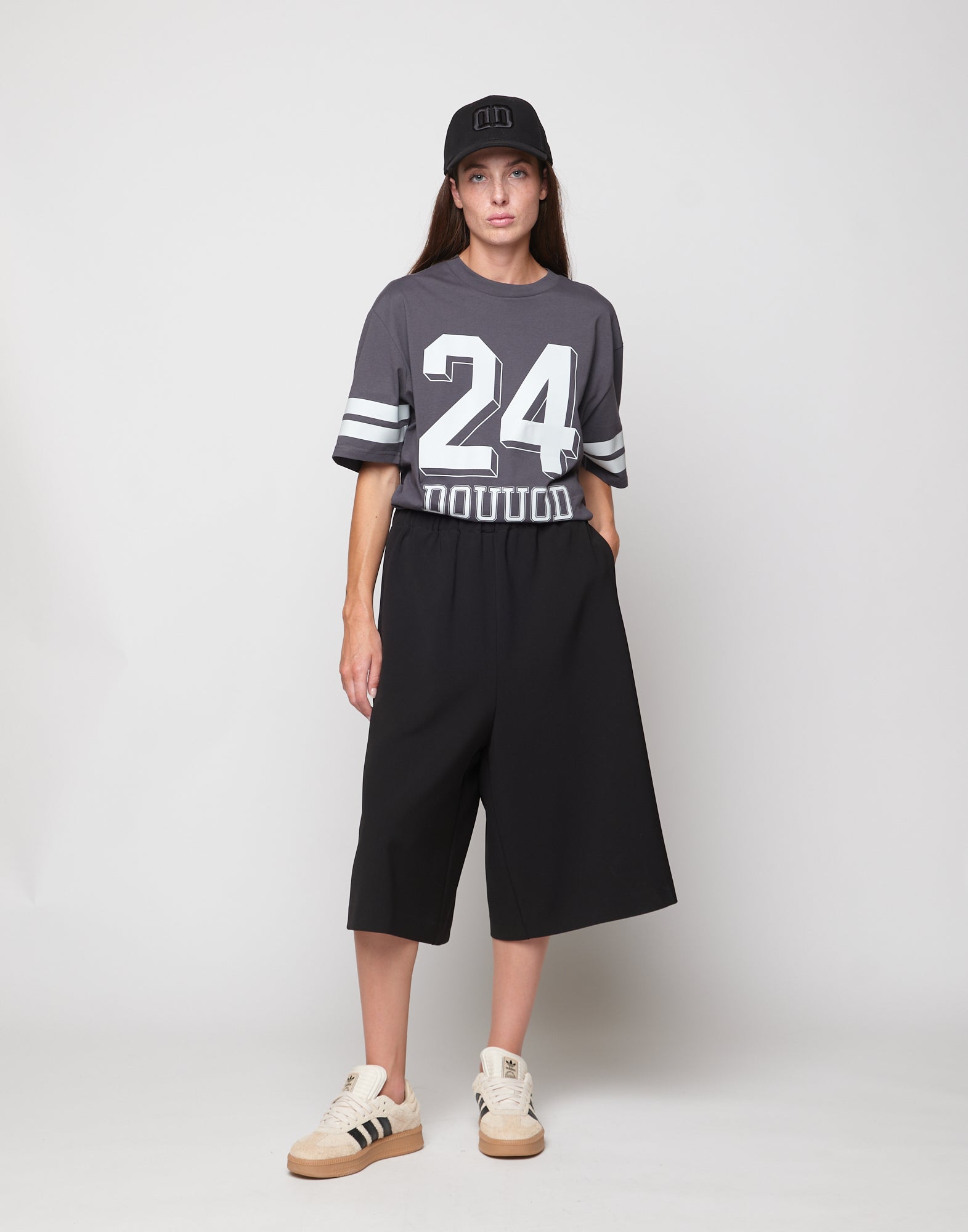 Gonna-Pantalone in Crepe Sablè Comfort Nera