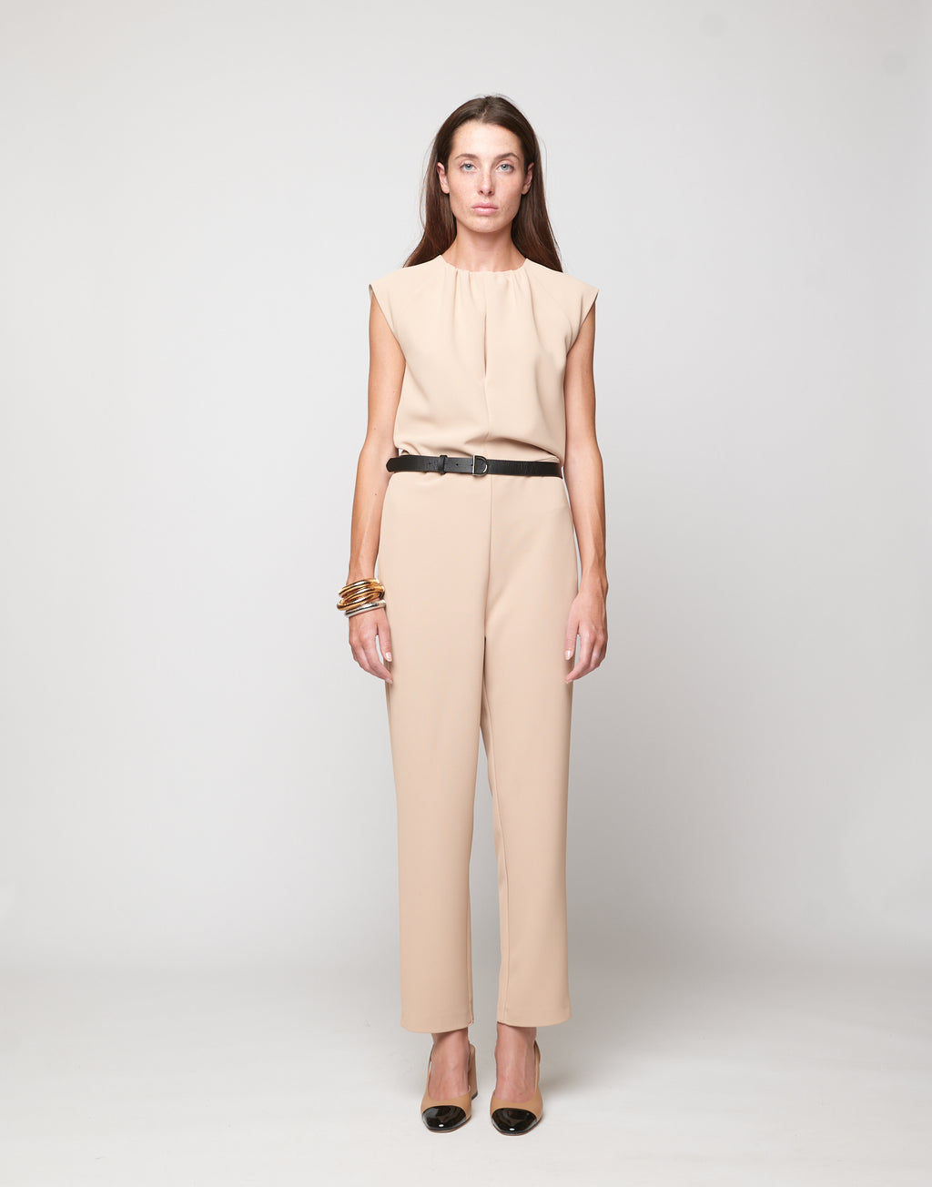 Tuta Smanicata in Crepe Sablé Comfort Cialda