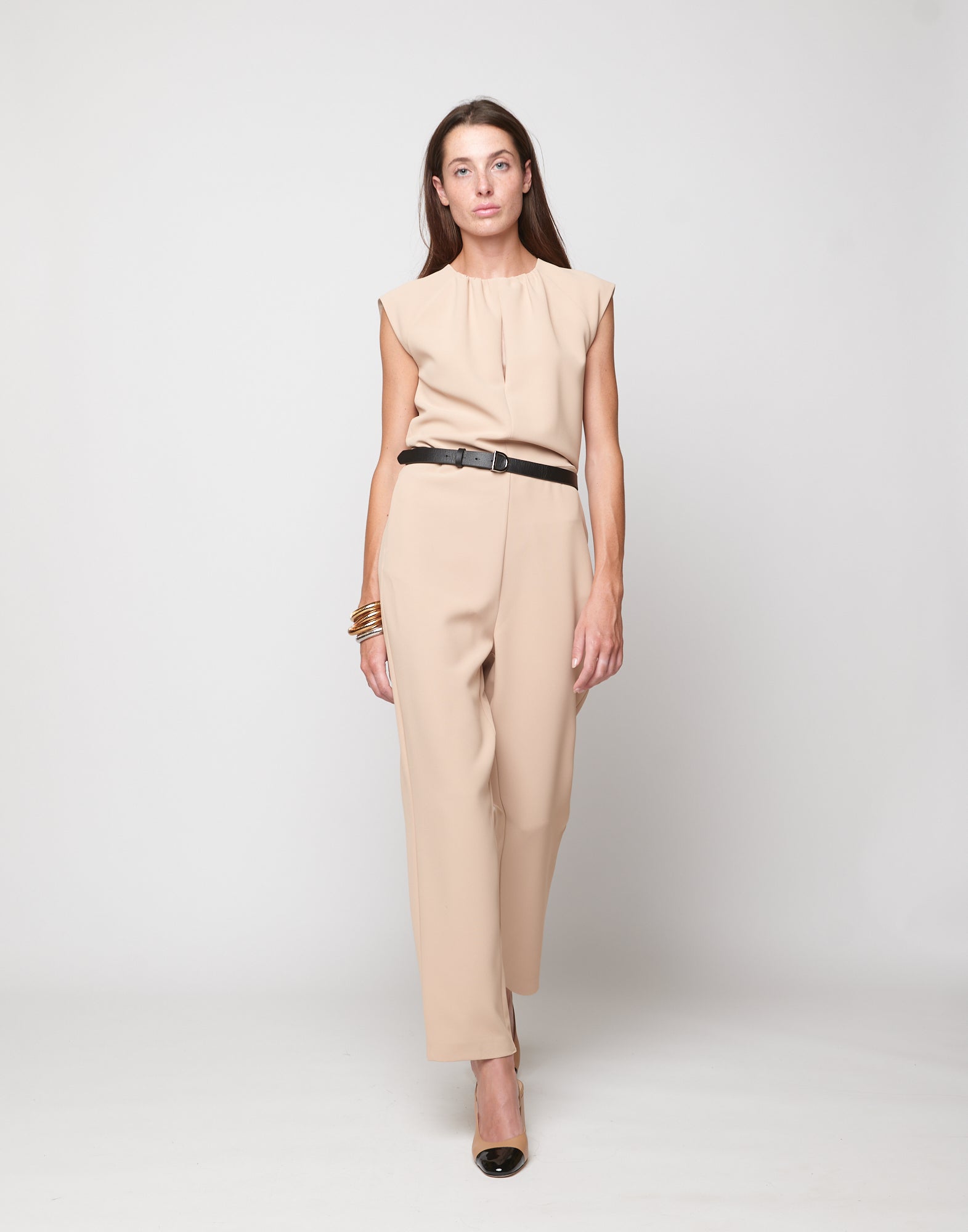 Tuta Smanicata in Crepe Sablé Comfort Cialda