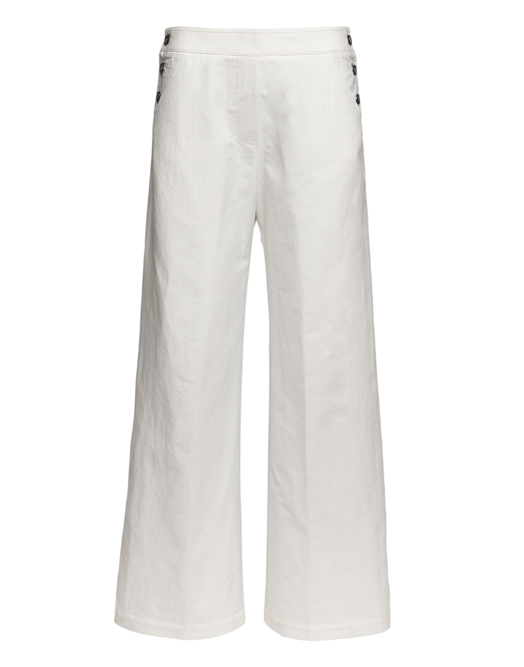 Milk Crinkled Cotton Sailor-Style Trousers