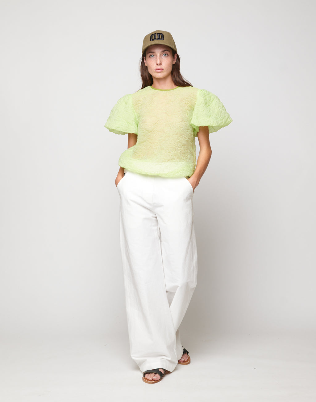 Pantaloni Allacciatura Marinara in Cotone Froissé Latte