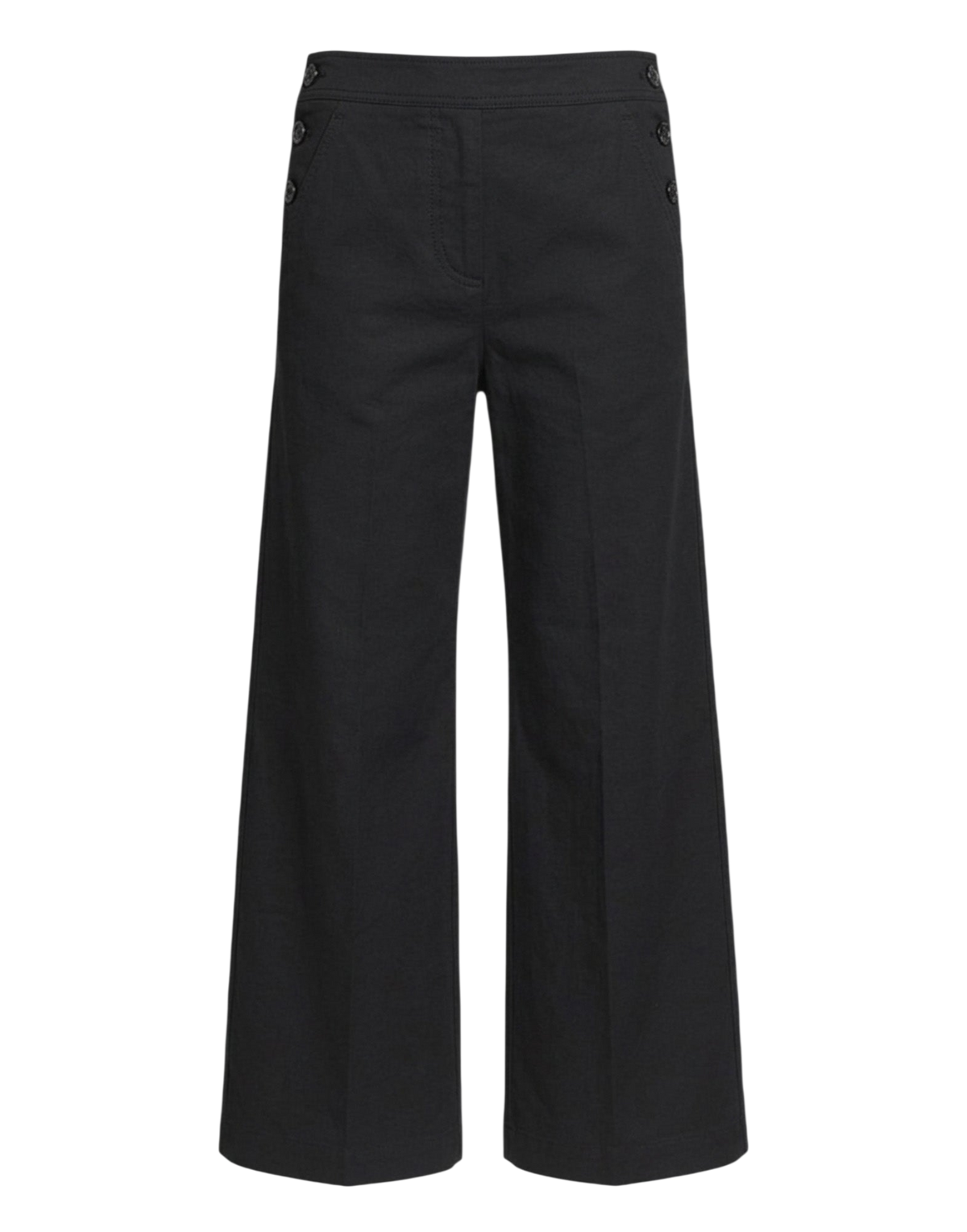 Pantalon à pont en coton froissé noir