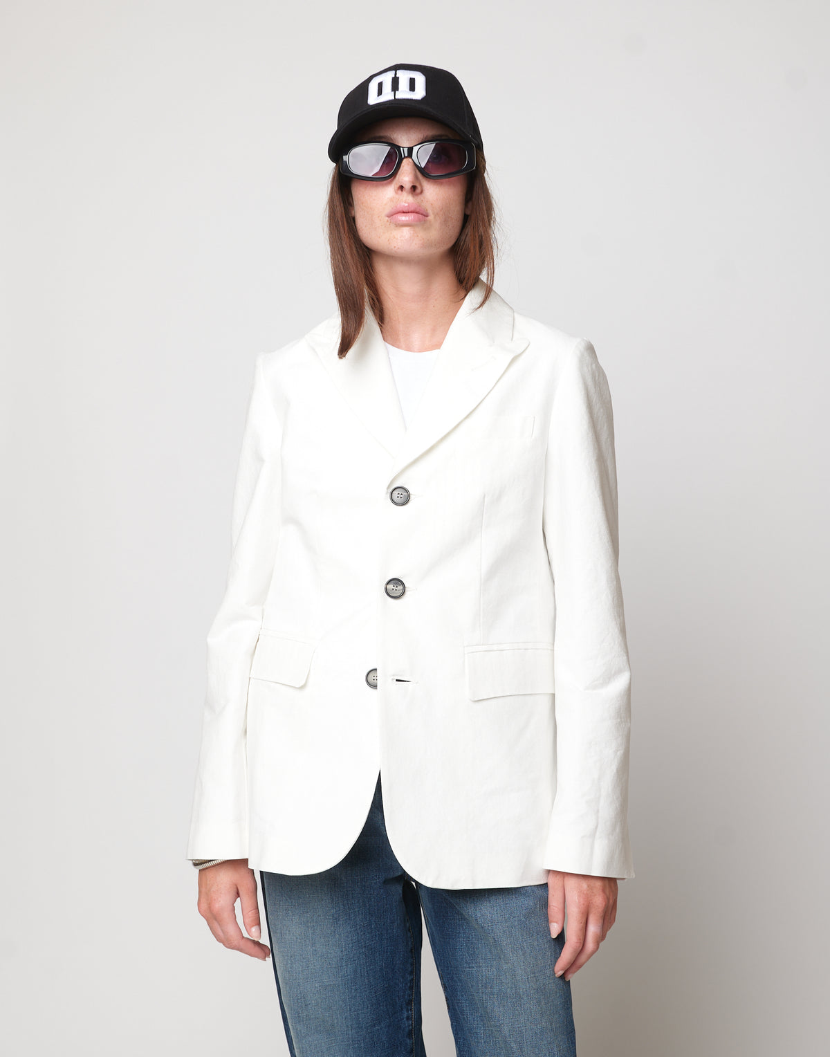 Milk Crinkled Cotton Fitted Jacket
