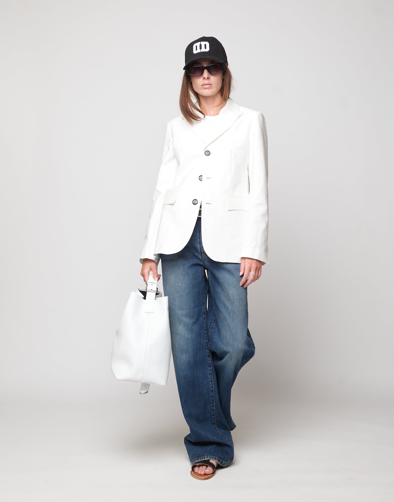 Giacca Sfiancata in Cotone Froissé Latte