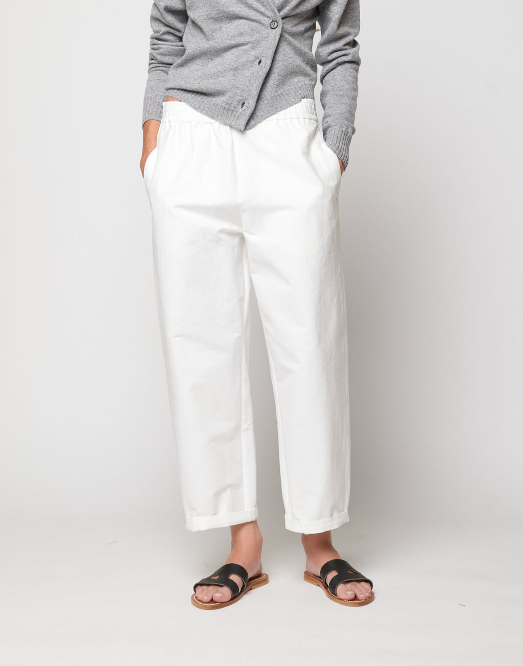 Pantaloni Japan in Cotone Froissé Latte