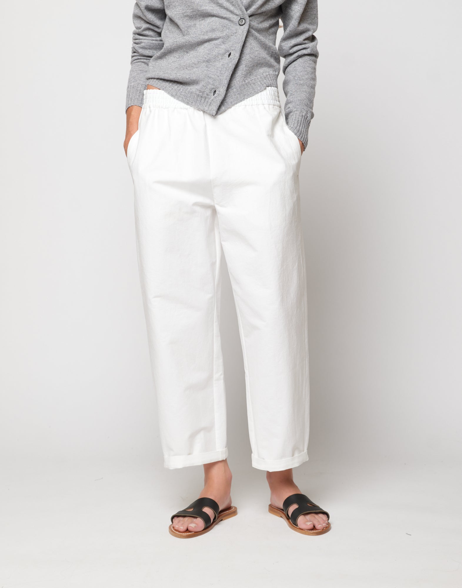 Pantaloni Japan in Cotone Froissé Latte