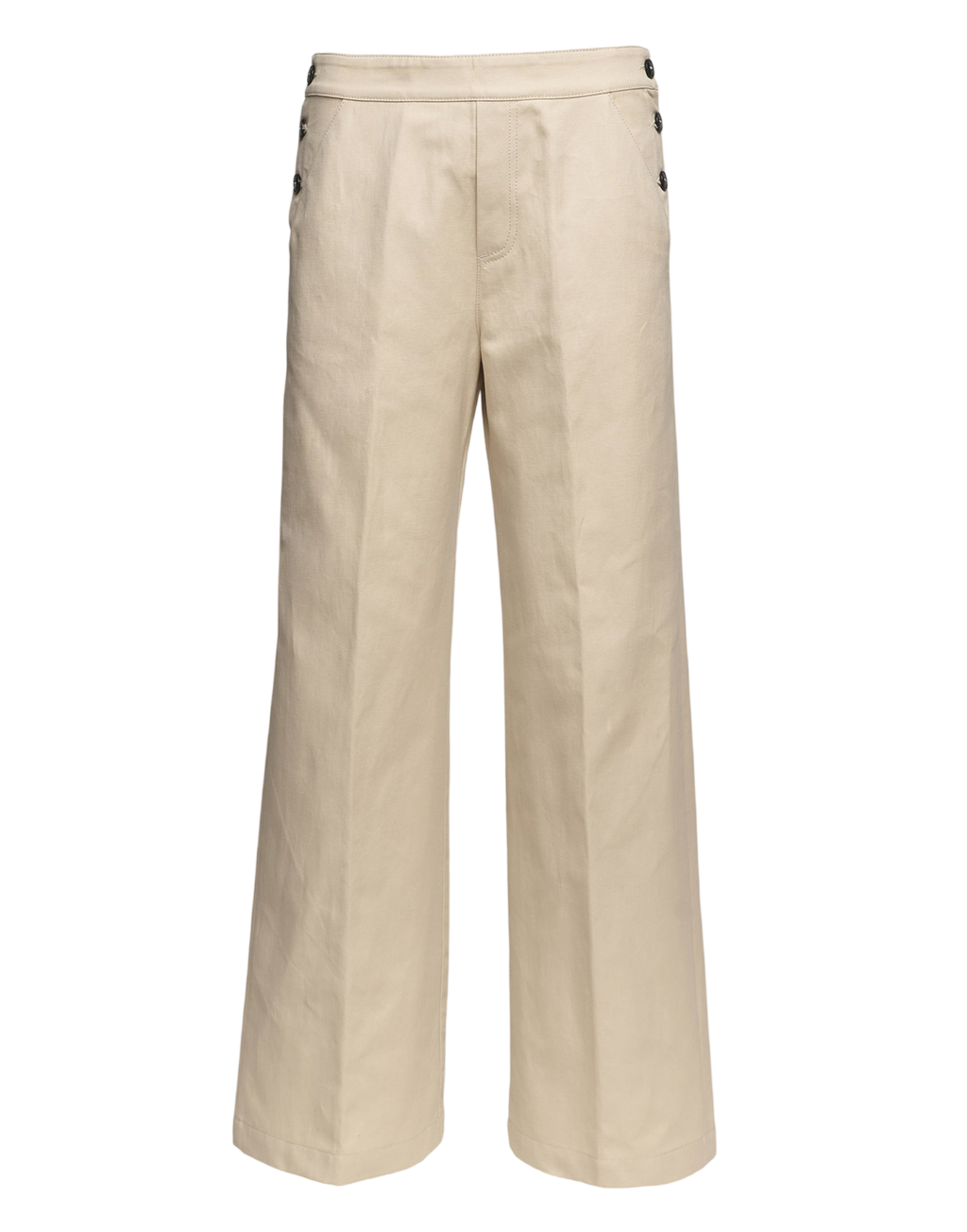 Pantaloni alla Marinara in Lino Cotone Orzo