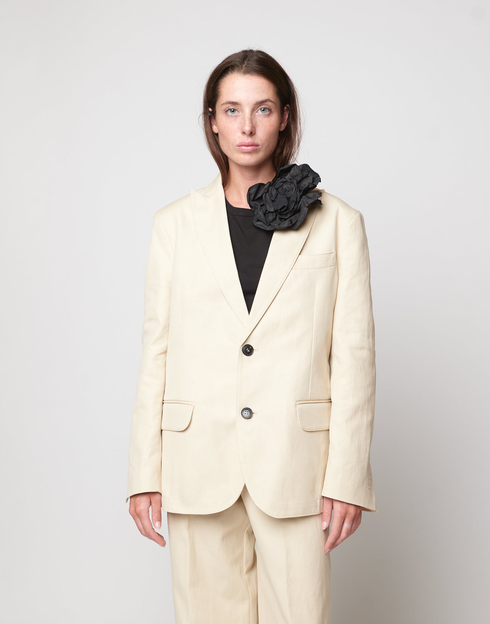 Giacca Monopetto in Lino Cotone Orzo