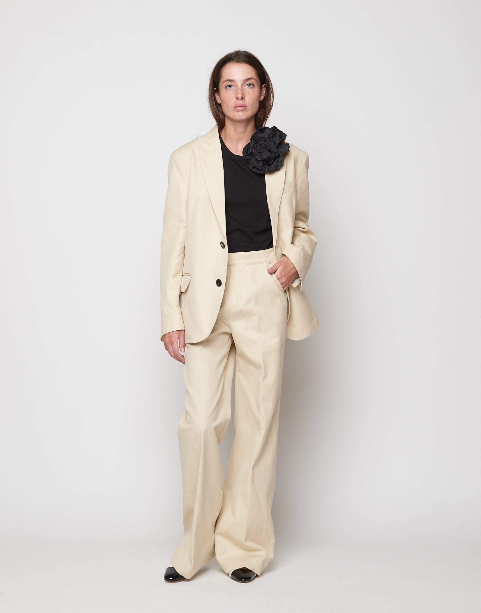 Giacca Monopetto in Lino Cotone Orzo