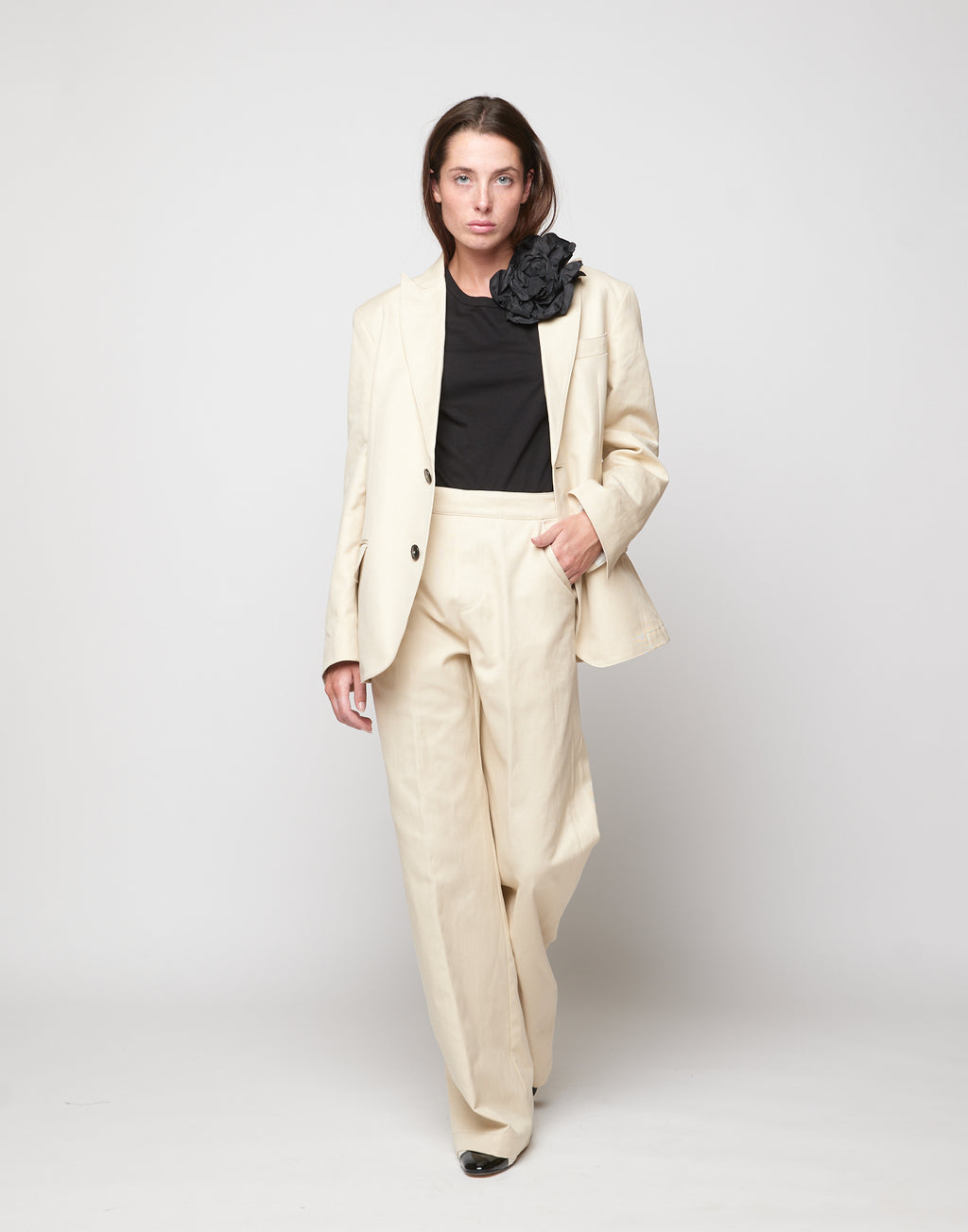 Giacca Monopetto in Lino Cotone Orzo