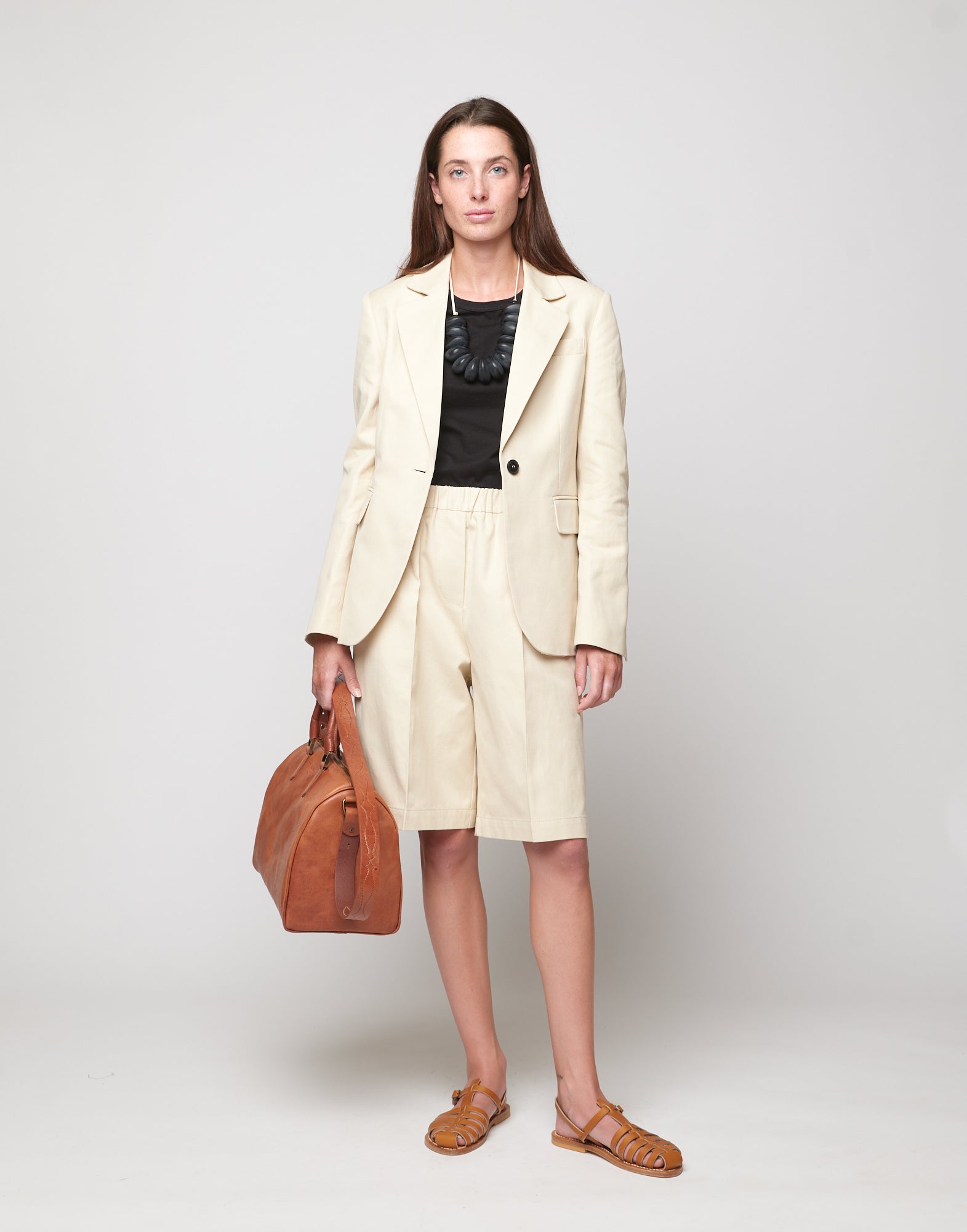 Giacca Sfiancata in Lino Cotone Orzo