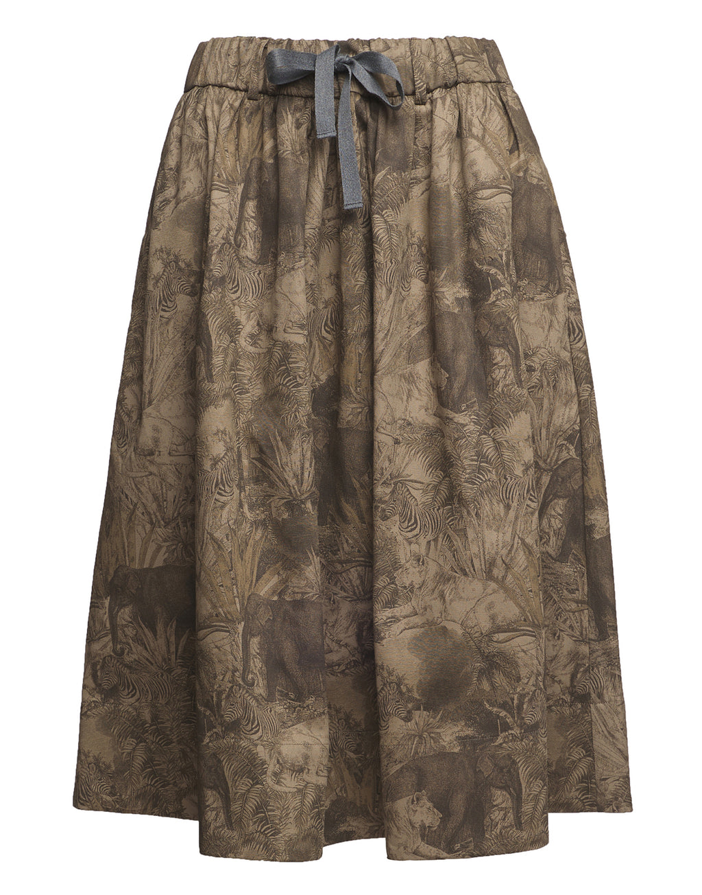 Gonna Ampia in Drill di Cotone Stampa Jungle