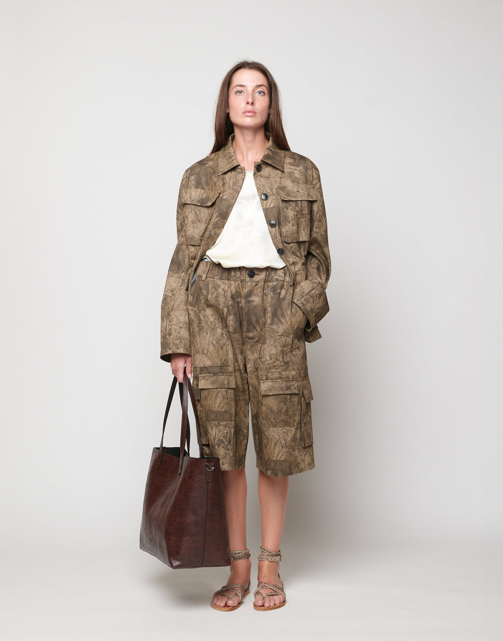 Field Jacket in Drill di Cotone Stampa Jungle