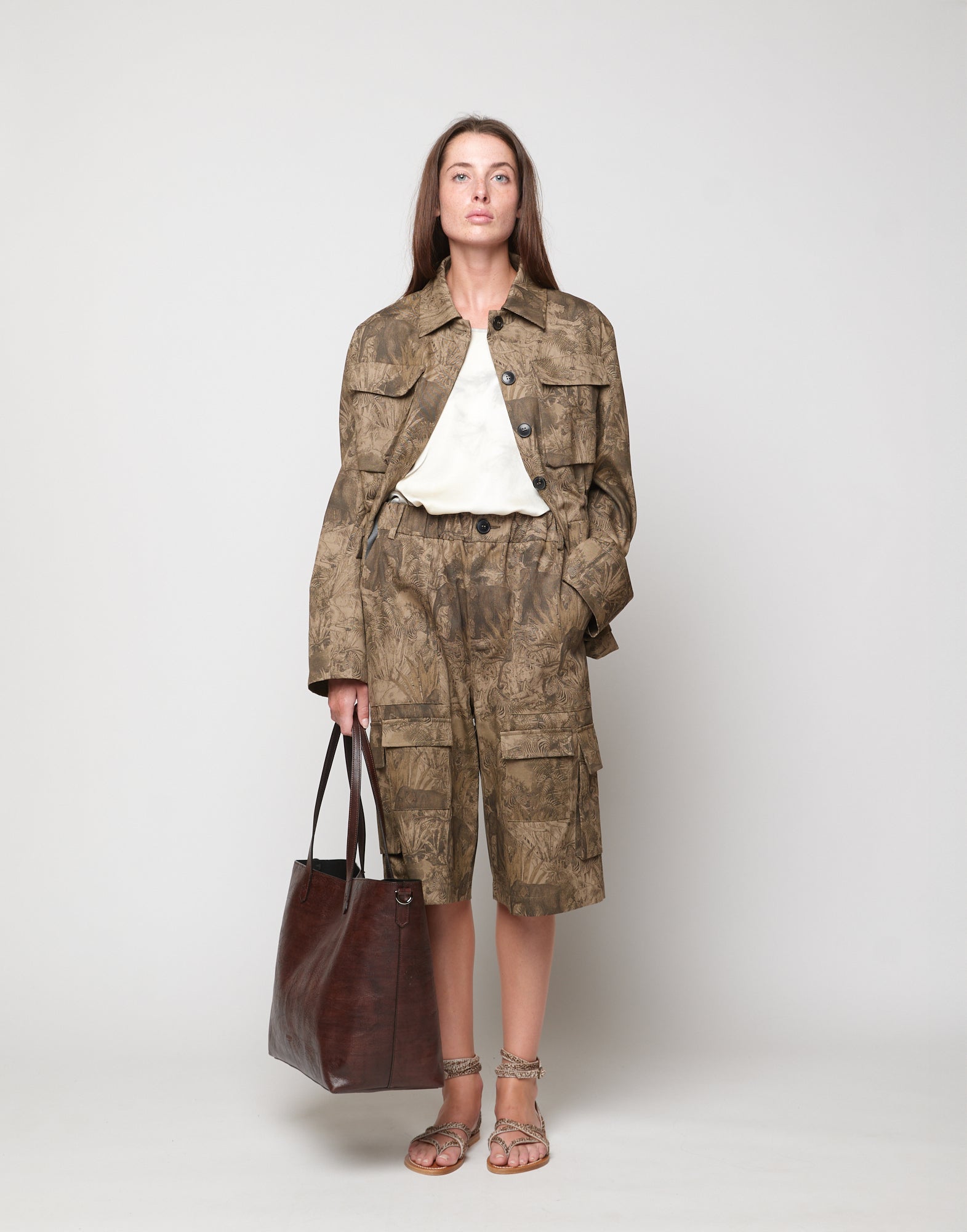 Field Jacket in Drill di Cotone Stampa Jungle