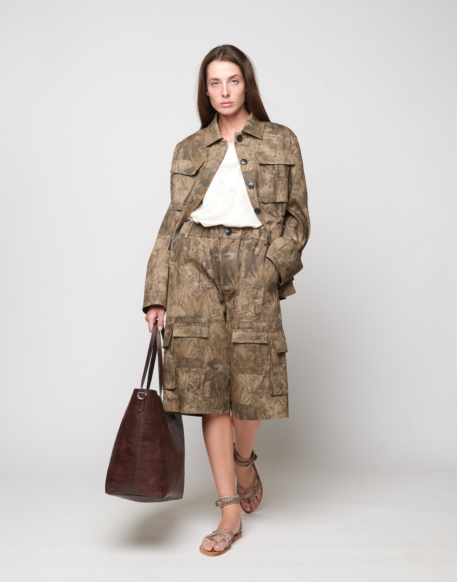 Field Jacket in Drill di Cotone Stampa Jungle