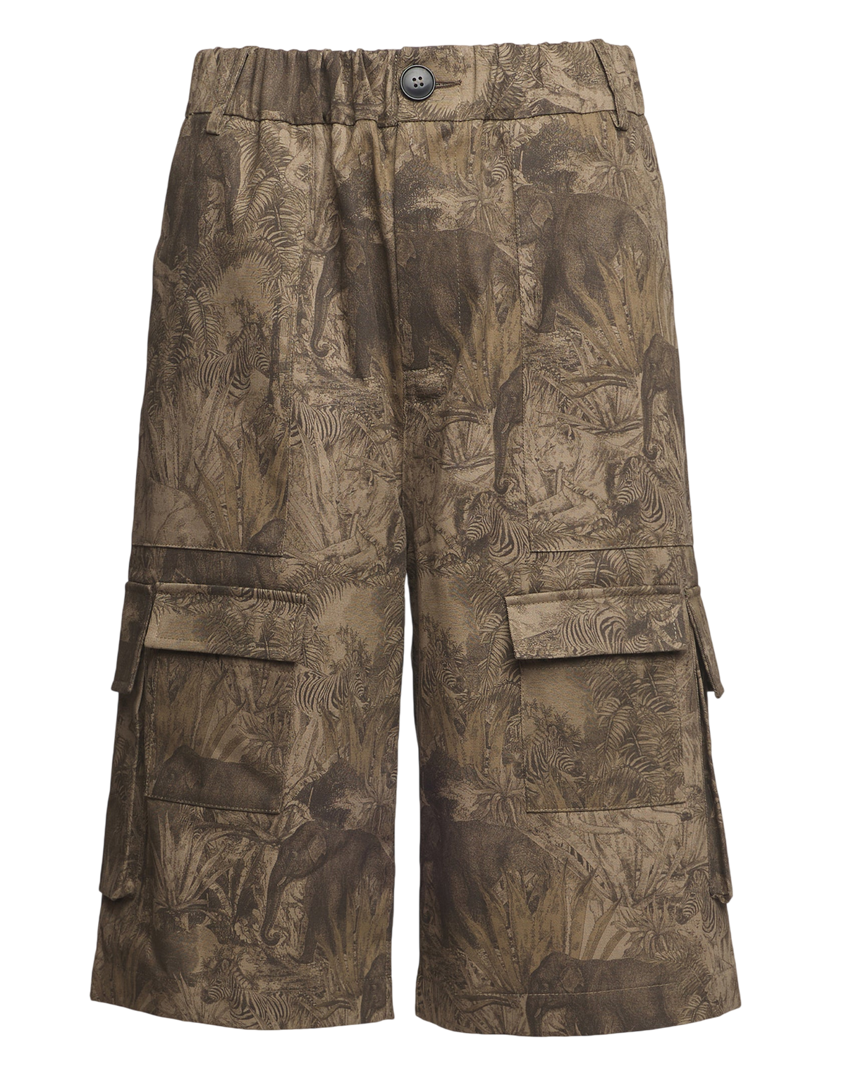 Jungle Print Cotton Drill Cargo Shorts