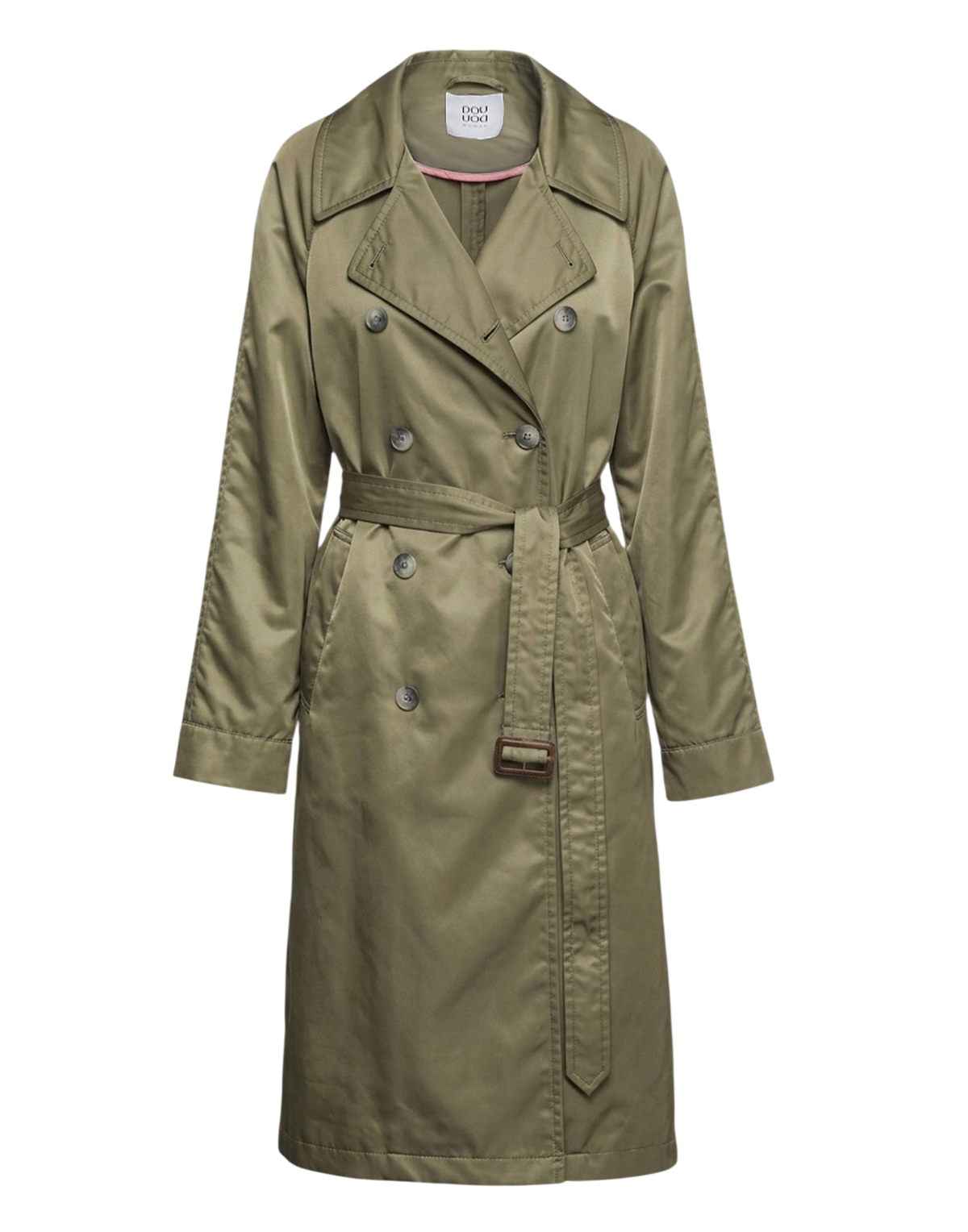 Trench croisé en techno-satin sauge