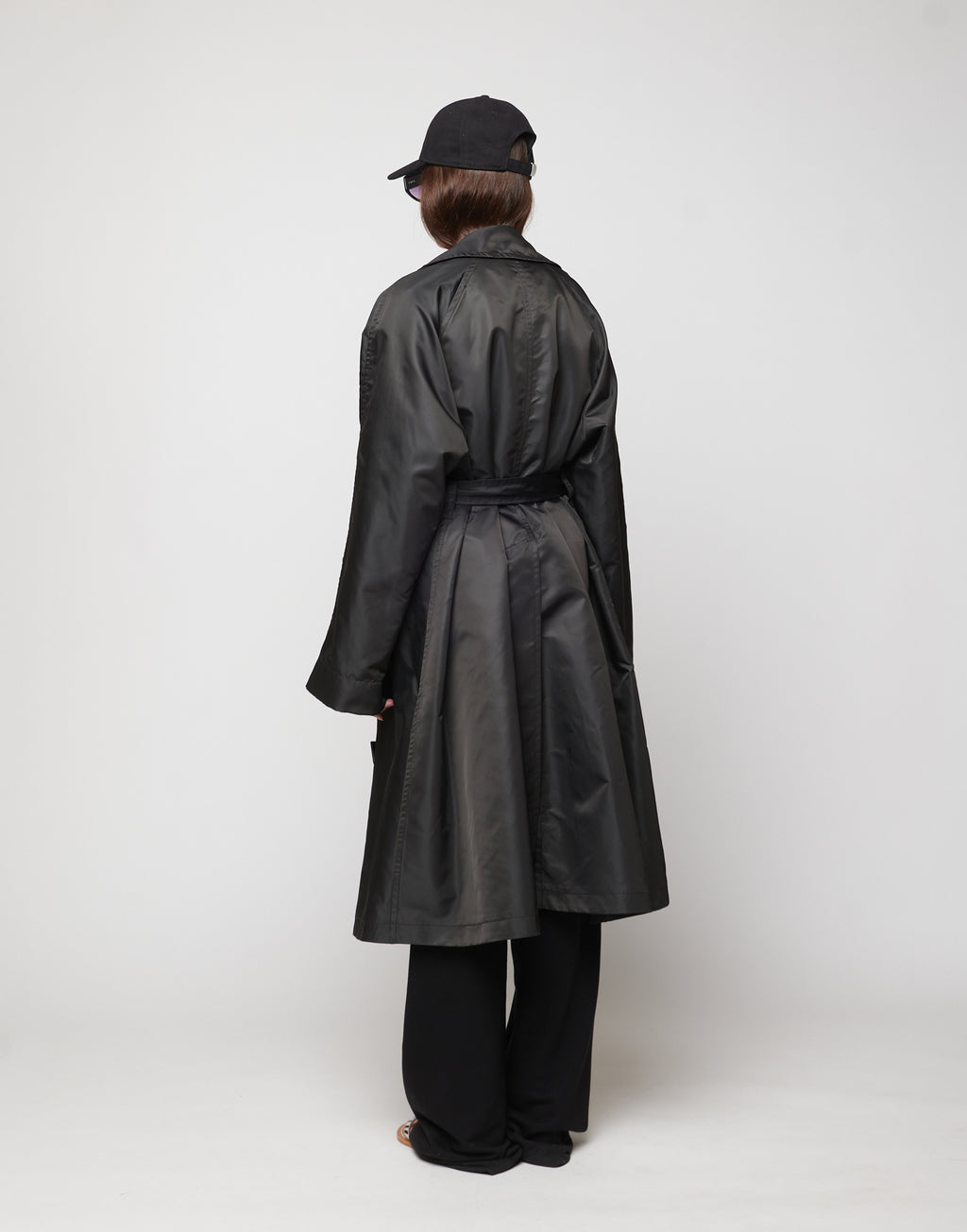 Trench Doppio Petto in Tecno Raso Lavagna