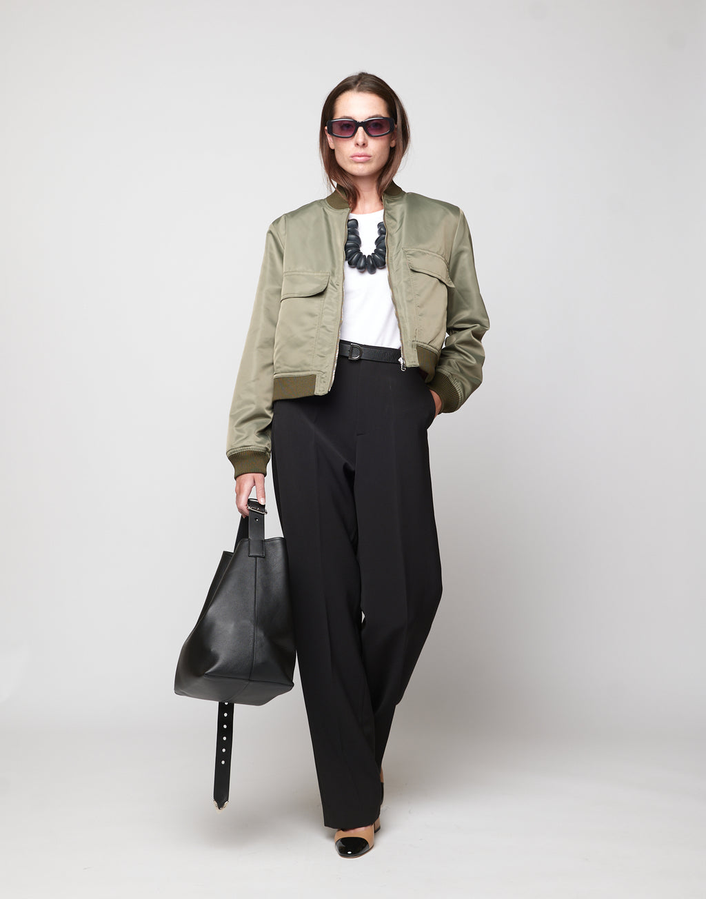 Bomber Corto in Tecno Raso Salvia