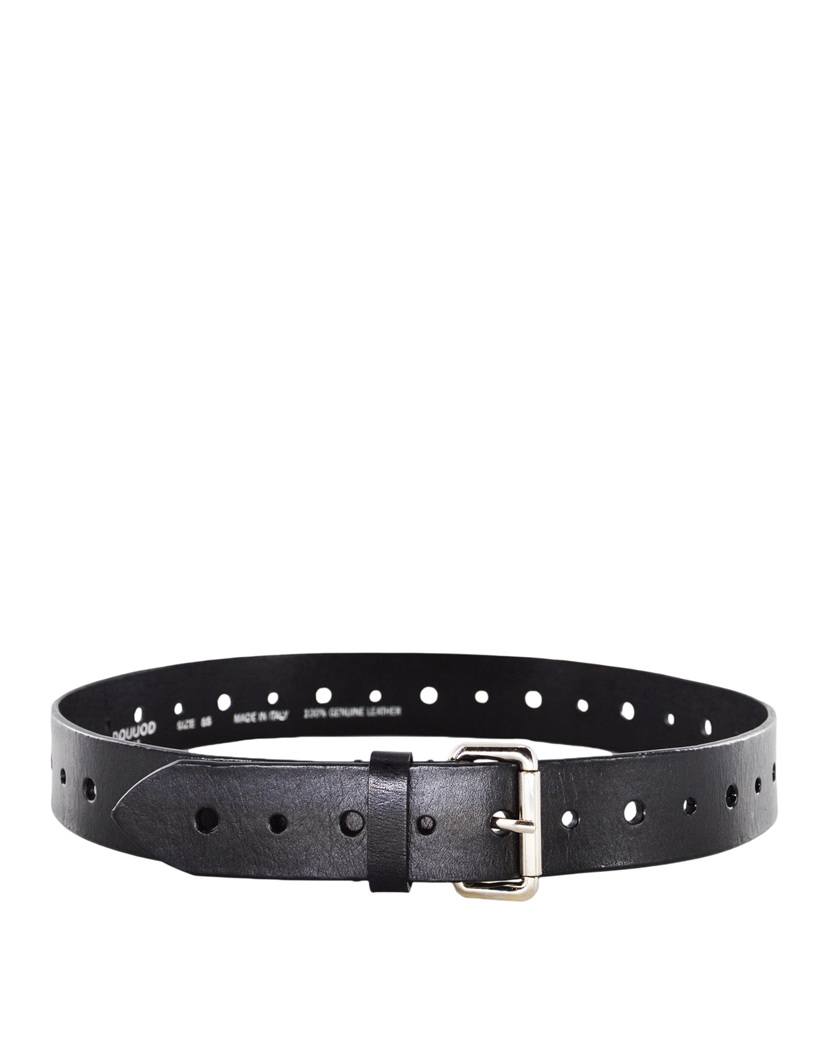 Black Leather Belt with Holes
