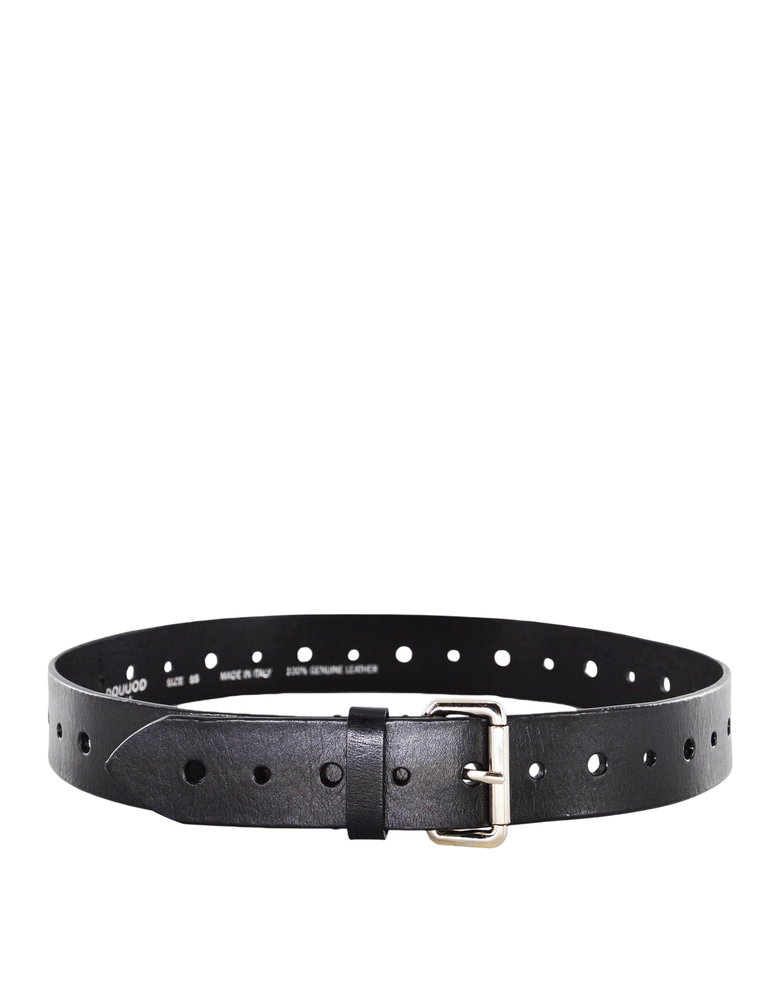 Cintura in Pelle con Fori Nera