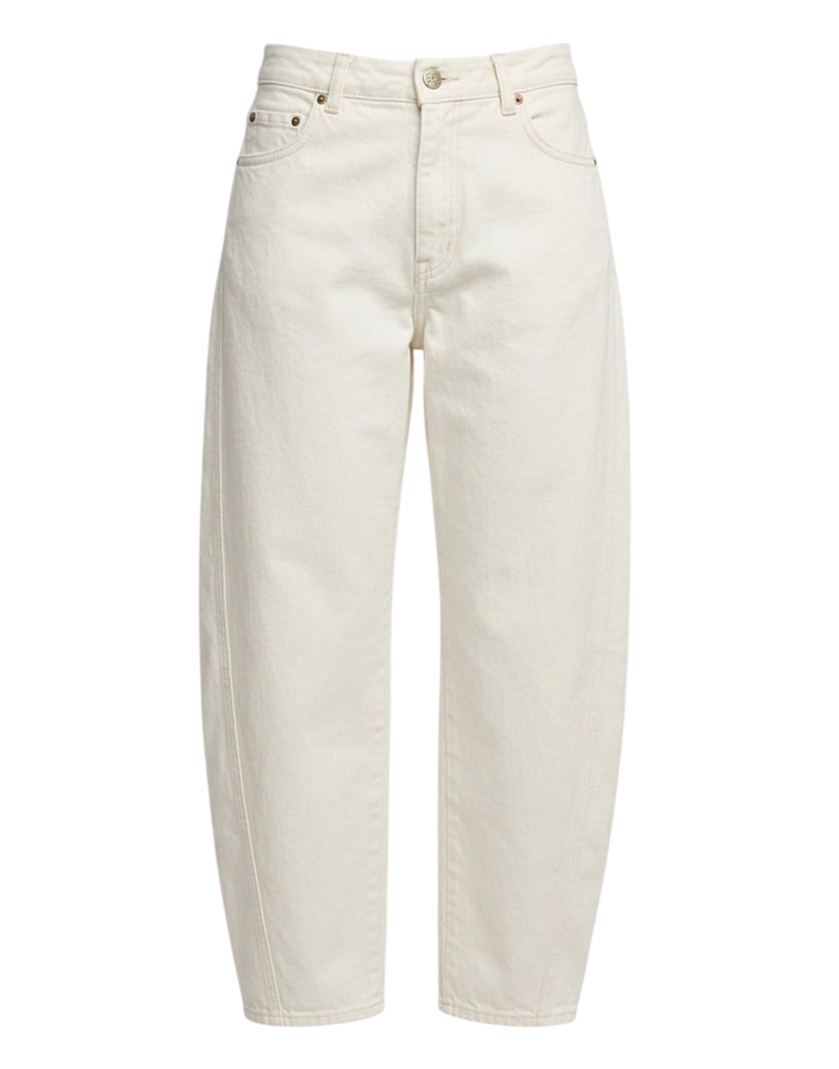Pantalon Baggy 5 Poches en Drill de Coton Off White