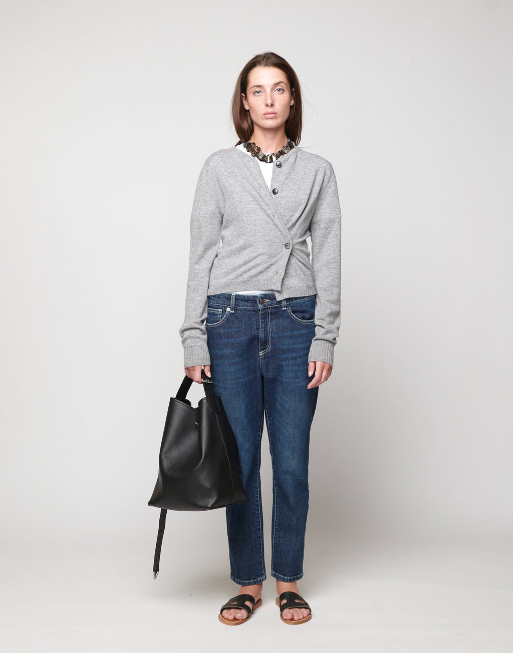 Cardigan Leggero in Lana Cashmere Seta Grigio