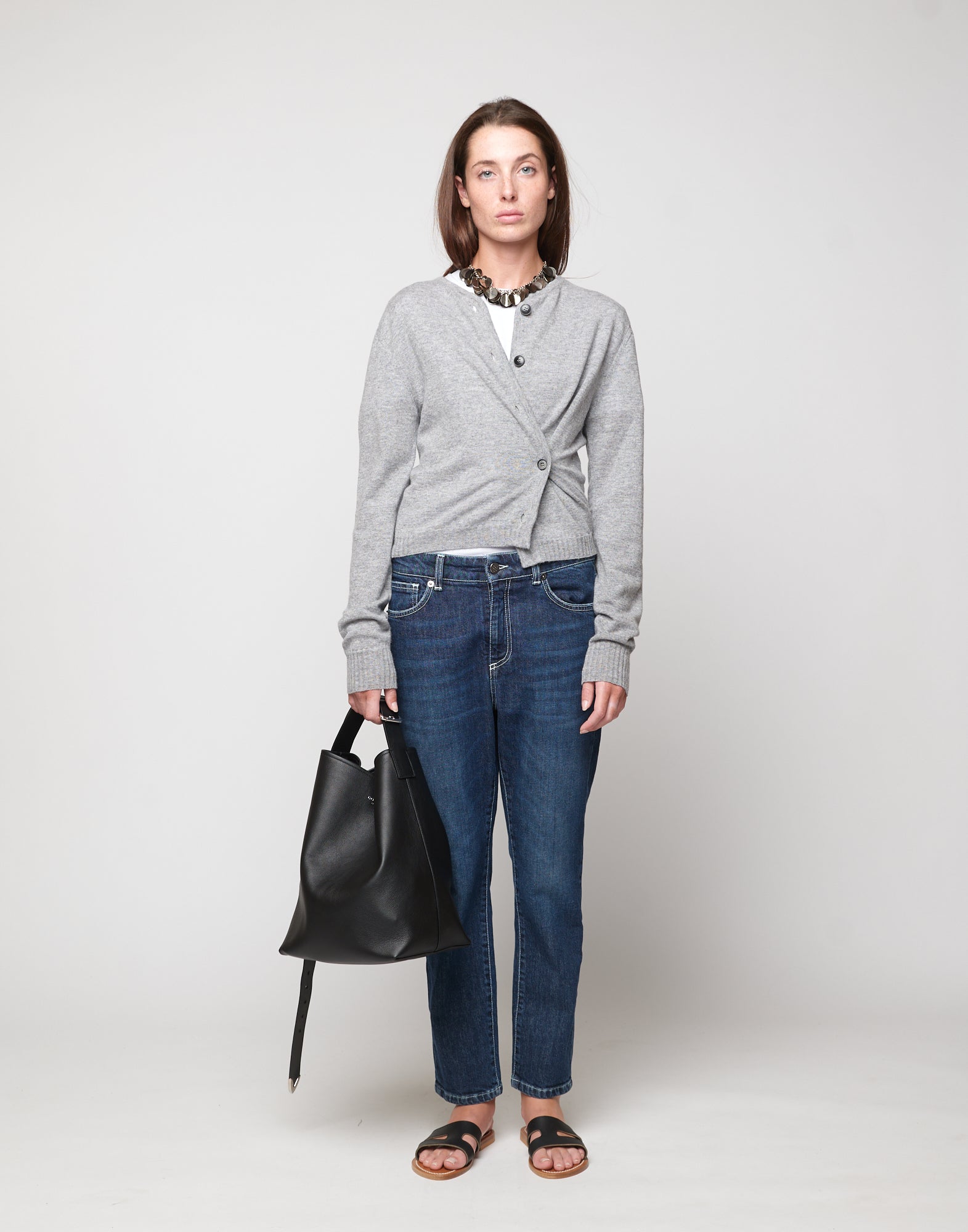 Cardigan Leggero in Lana Cashmere Seta Grigio