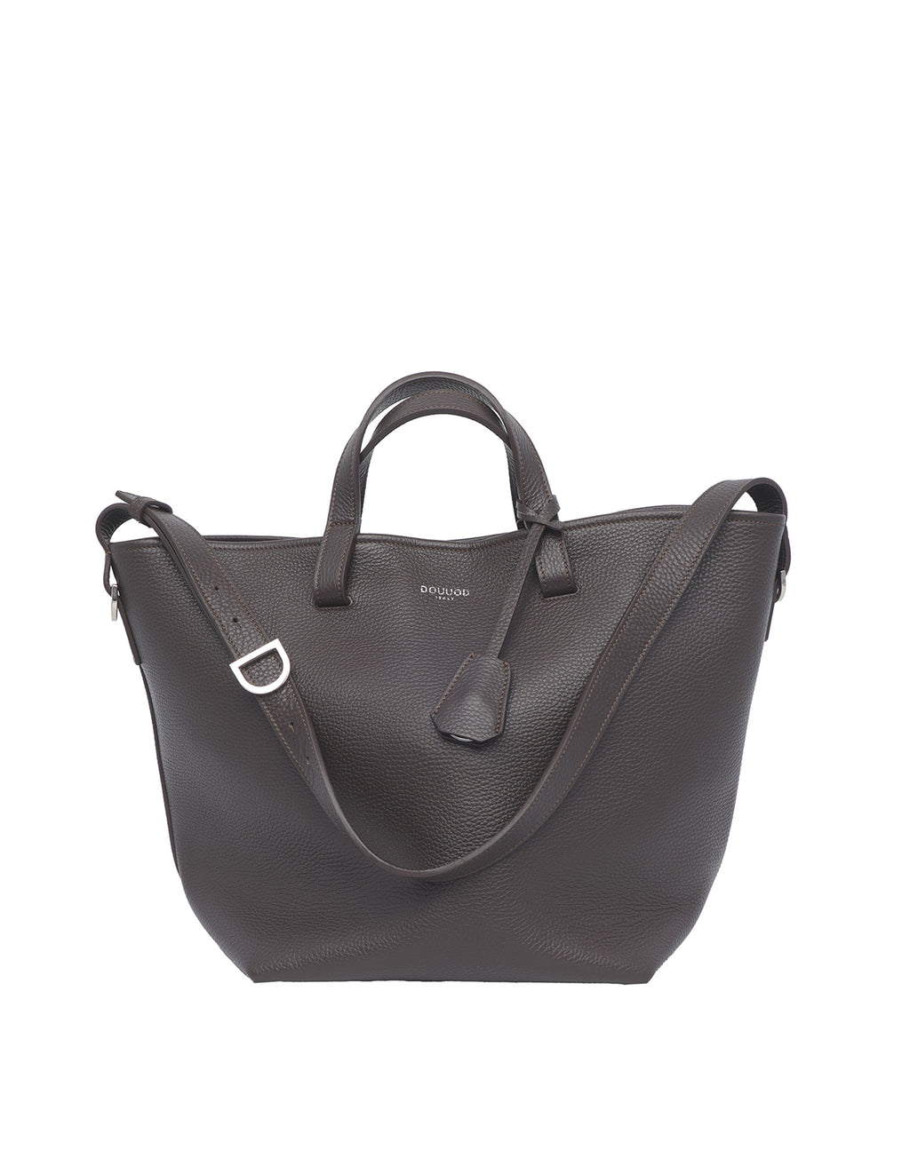 Borsa Shopping Giulia in Pelle Martellata Ebano